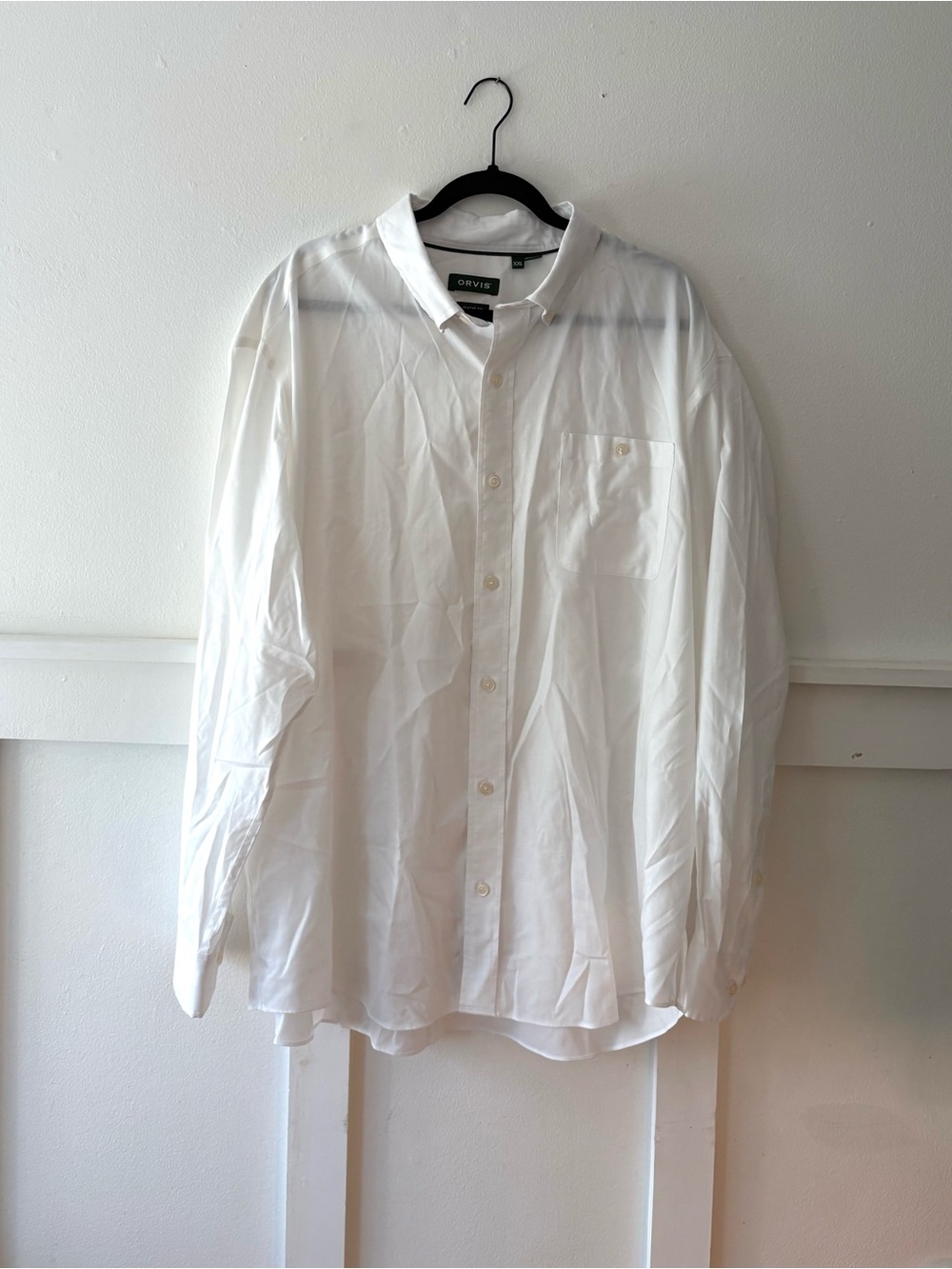 Orvis Mens Classic Fit White Long Sleeve Button Down Shirt Size XXL